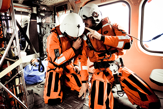 Babcock search and rescue crew members preparing for a mission