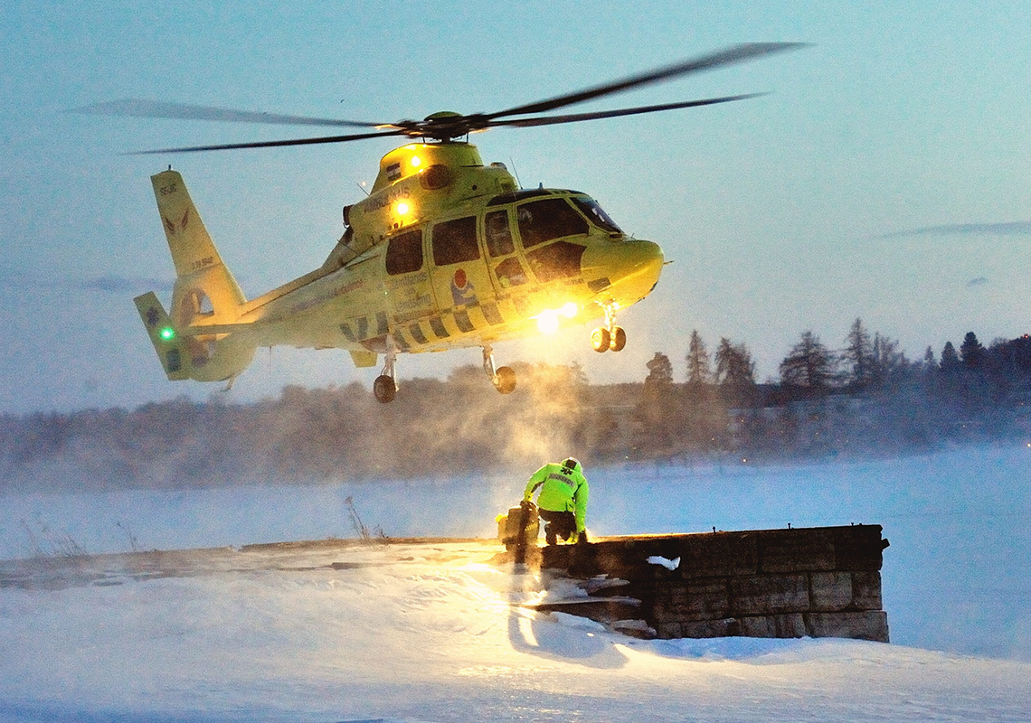 Babcock air ambulance helicopter operating in Sweden
